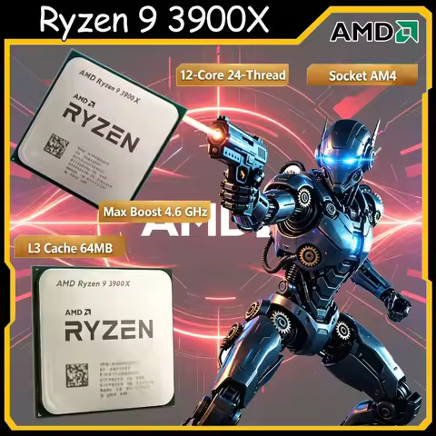 AMD Ryzen 9 3900X Desktop Processor 12C 24T 3.8 4.6GHz 7nm Zen2 AM4 Socket 6MB L2 64MB L3 105W PCIe 