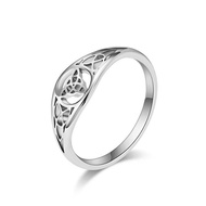 Hollow witch knot titanium steel ring silver triangle knot Celtic knot stainless steel female ring
