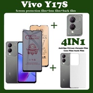 4in1 For Vivo Y17S Anti-Spy Privacy Tempered Glass soft film Vivo Y17S Screen Protector ceramics film+lens film+back film