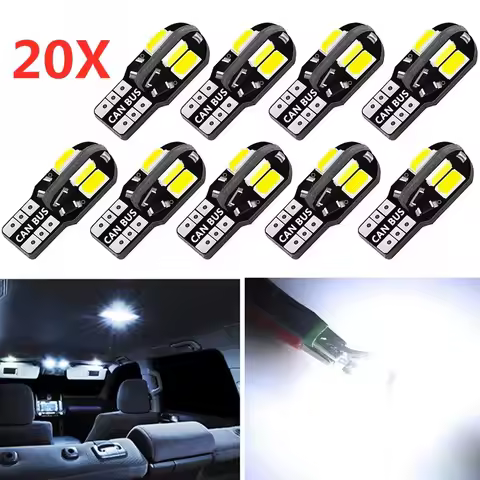 2/20PCS W5W T10 LED Bulbs Canbus 5730 8SMD 12V 6000K 194 168 LED Car Interior Map Dome Lights Parkin