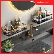 【WELV】Shelf Organizer, 1 Pack  Black Bathroom Accessories, Save Space with Hoo