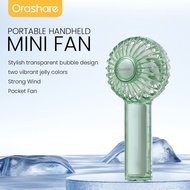 Orashare HF02T Mini Fan Ice Transparent Rechargeable Handheld Fan 3 Speed Strong Wind Portable Fan W