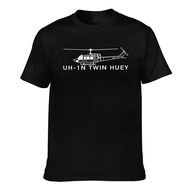Fashion Printed Uh-1N Twin Huey Military Helicopter Casual Mens Tee