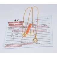 Can BE SOLD AGAIN Light Gold Round Gem Necklace and Pendant K:77.9 0.7Gr With Letter And Free Wallet