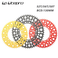 LP Litepro พับจานหน้าจักรยาน52T 56T 58T 130BCD แสงพิเศษกลวง BMX แคบกว้างโซ่