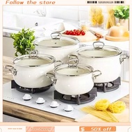 Enamel Cooker Household Soup Pot Non-stick Two-ear Stew Pot Enamel Soup Pot Gas Cooker Induction Cooker Universal