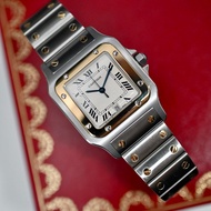 Cartier Santos Two tone gold-steel with original bracelet, paper and  box, Quartz 卡地亞18 k金及鋼兩色，連原裝帶、