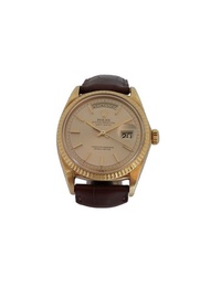 LANE CRAWFORD VINTAGE COLLECTION ROLEX DAY-DATE GOLD-TONED DIAL 18K YELLOW GOLD CASE WRIST WATCH