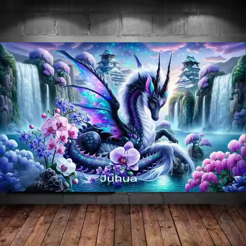 Vibrant Dragon Orchid Flower landscape DIY Diamond painting Jewelry cross stitch Kits diamond art mo