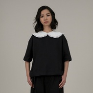 Argyle & Oxford - Peterpan Lace Collar Top in Black