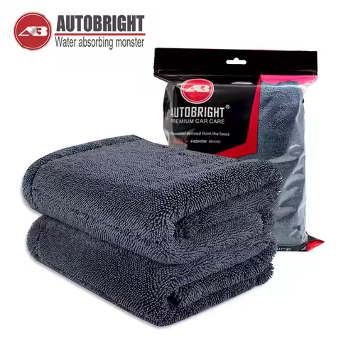 AUTOBRIGHT Microfiber 1300gsm One wipe drying Towel Car Wash Twist Cloth Premium Cloth Thicken Soft