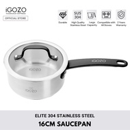iGOZO Elite 304 Stainless Steel Saucepan Pot Milk Pot SUS304 (16cm) + Glass Lid