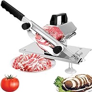 Manual Frozen Meat Slicer Stainless Steel Meat Cutter Frozen Beef Mutton Roll Food Slicer Slicing Machine for Commercial or Home Cooking of Hot Pot Shabu Shabu Korean BBQ