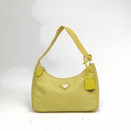 PRADA Hobo腋下包黃色尼龍銀扣