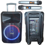 ลำโพงล้อลาก12นิ้ว PROPLUS รุ่น UK12 ไฟหน้าตู้ ไมค์ลอยคู่ บลูทูธ แบตในตัว