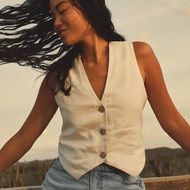 American Eagle Linen-Blend Waistcoat Vest เสื้อกั๊ก ผู้หญิง (EWJA 038-3500-106)