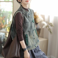 denim vest woman denim suit woman denim vest Women's Denim Vest - Casual Retro Waistcoat