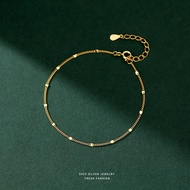 Fashion women's bracelet, gold round bead S925 silver 14k gold bracelet