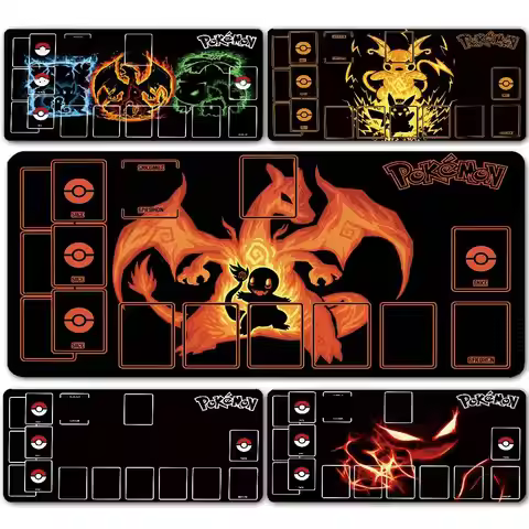60x35x0.2cm TCG Battle Playmat (Charizard, Venusaur, Blastoise) — Stitched-Edge Anime Playmat — DIY