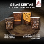 Indoku 9 OZ Paper Cup with Mixed Large Mouth Motif | Paper Cups for Coffee Tea Drinks