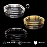 Gelang Pria Rantai Titanium Gold Emas Asli Original Super