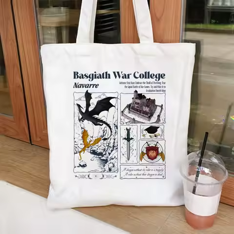 Basgiath War College tote bag Fourth Wing Dragon Rebecca Yoros canvas handbag Sarah J Mass Merch Coo