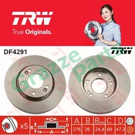 (2 pcs) TRW Disc Brake Rotor Front for DF4291 Hyundai Santa FE Trajet (276mm)