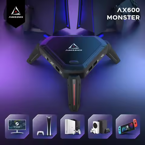 AIMZENIX AX600 MONSTER Pro Keyboard & Mouse Converter for PS5, Xbox Series X|S, Switch - Plug & Play