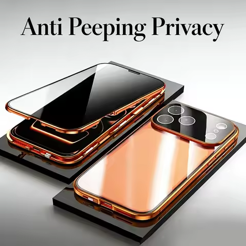 Double-Sided Glass Snap Lock Privacy Case For iPhone 17E 17 16 15 14 Plus 13 12 11 Pro Max 360 ° Ful