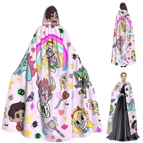 Star VS The Forces Of Evil! Blanket Long Hooded Cloak Witch Medieval Costume Cosplay Cape HalloweenC