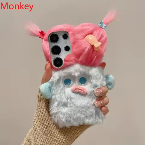 3D Cartoon Girl Fluffy Cute Case For OPPO A18 A17 A16 A15 A60 A98 A79 A78 A58 A38 A95 A94 A54 A57 A7