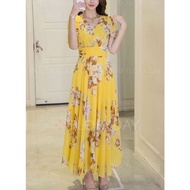 Yellow Chiffon Dress Second Hand By Pat Shop (C358)