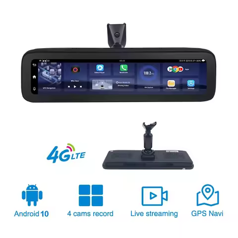 T88 4G Android 10 Car DVR 4 Channel Lens Car Camera Video Recorder HD Rearview Mirror Dash Cam Auto 