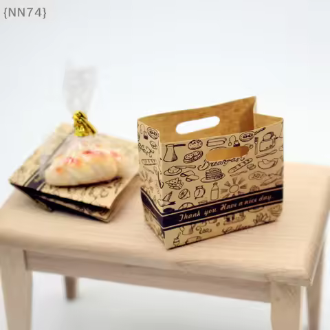 【FEB-NN74】2Pcs1/12 Dollhouse Mini Empty Bread Bag Cowhide Paper Bag Model Dollhouse Food Packaging B