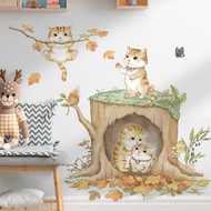Cartoon Watercolor Cat Root Children's Room Decoration Sticker