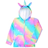 Nidoul Girls Zip Up Hoodie Jacket Unicorn Rainbow Mermaid Sweatshirt with Pockets for Toddler Kid 3-