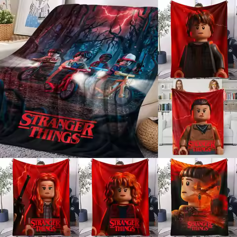 Stranger Things Lego Main Cast Upside Down Forest Bike Chase Blanket Soft Throw Bedroom Decor Sofa B