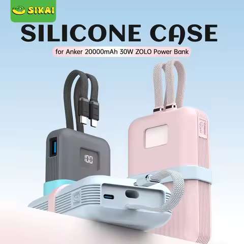 Silicone Case for Anker Zolo Power Bank 20,000mAh 30W/35W A1681/A1688H11 Protective Cover Lanyard Sl