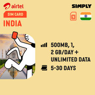 [India] 5-20 Days | 500MB/1GB/2GB/Day Data SIM Card | Plug and Play | No Registration Required