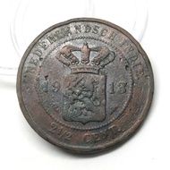 Uang Koin Kuno Nederlandsch Indie 2.5 Cent 1913 Original
