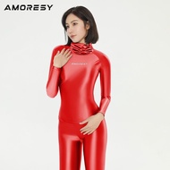 AMORESY Hecate ซีรีส์ปกน้ำมันเงาฟิตเนสกลางแจ้งยืดเสื้อยาวปิดถึงก้นวิ่งแน่น