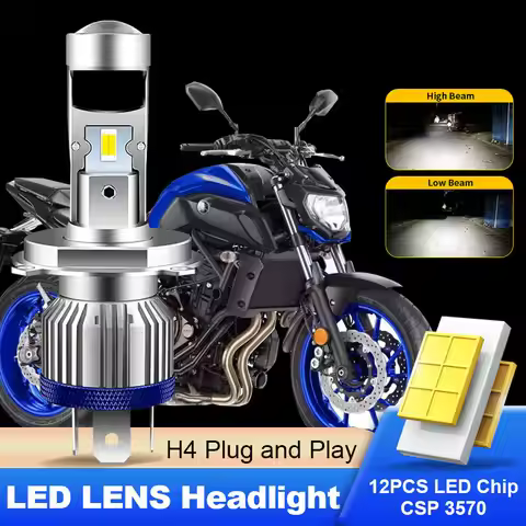1pcs CANbus 6800lm For Yamaha MT07 Motorcycle H4 LED Lens Headlight High Low Beam Cafe Racer Enduro 