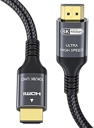 Certified 8k 48Gbps HDMI Cable 4k 120Hz 144Hz 8k 60Hz Ultra High Speed HDMI 2.1 Cable Support ARC eARC 1ms 12Bits DTS:X Dolby Atmos Dynamic HDR10 Compatible for Mac Gaming PC Apple TV+ PS5 4 Xbox (5m)