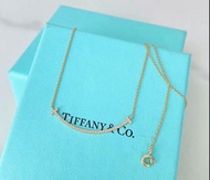 💕TIFFANY & CO.蒂芙尼 T-smile項鏈系列 經典笑臉 18k玫瑰金鑲嵌鑽石 項鏈 金色