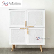 CABINET MODEL UNIK MINIMALIS BERKAKI WARNA PUTIH / LEMARI GOLD COAST