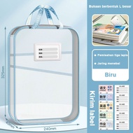 Document Bag Transparan 3 Lapis / Tas Folder Portabel Jaring Penyimpanan Kertas / File Holder Lucu/