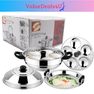 [Support Gas / Induction Stove] Stainless Steel 10 Idly Cavity Pot Steamer Pot With Steamer Plate Mu