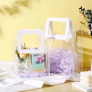 Festive Christmas Gift Bag Thicken Transparent PVC Tote Bag for Birthday Anniversary  Present with ribbon raffia