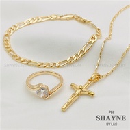 SHAYNE Jewelry 18K Bangkok Gold 3in1 Pendant Necklace Bracelet Ring set for women set-187