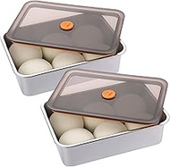 BSTKEY Pizza Dough Proofing Box, Pack of 2 Stainless Steel Stackable Food Storage Box Container with